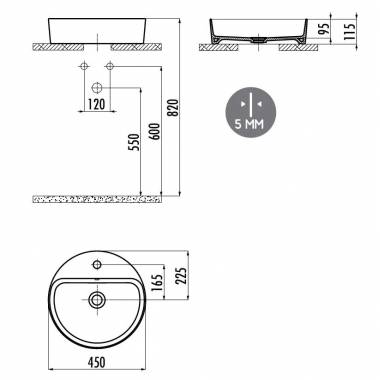 stalviršio praustuvas "Loop 45", baltas