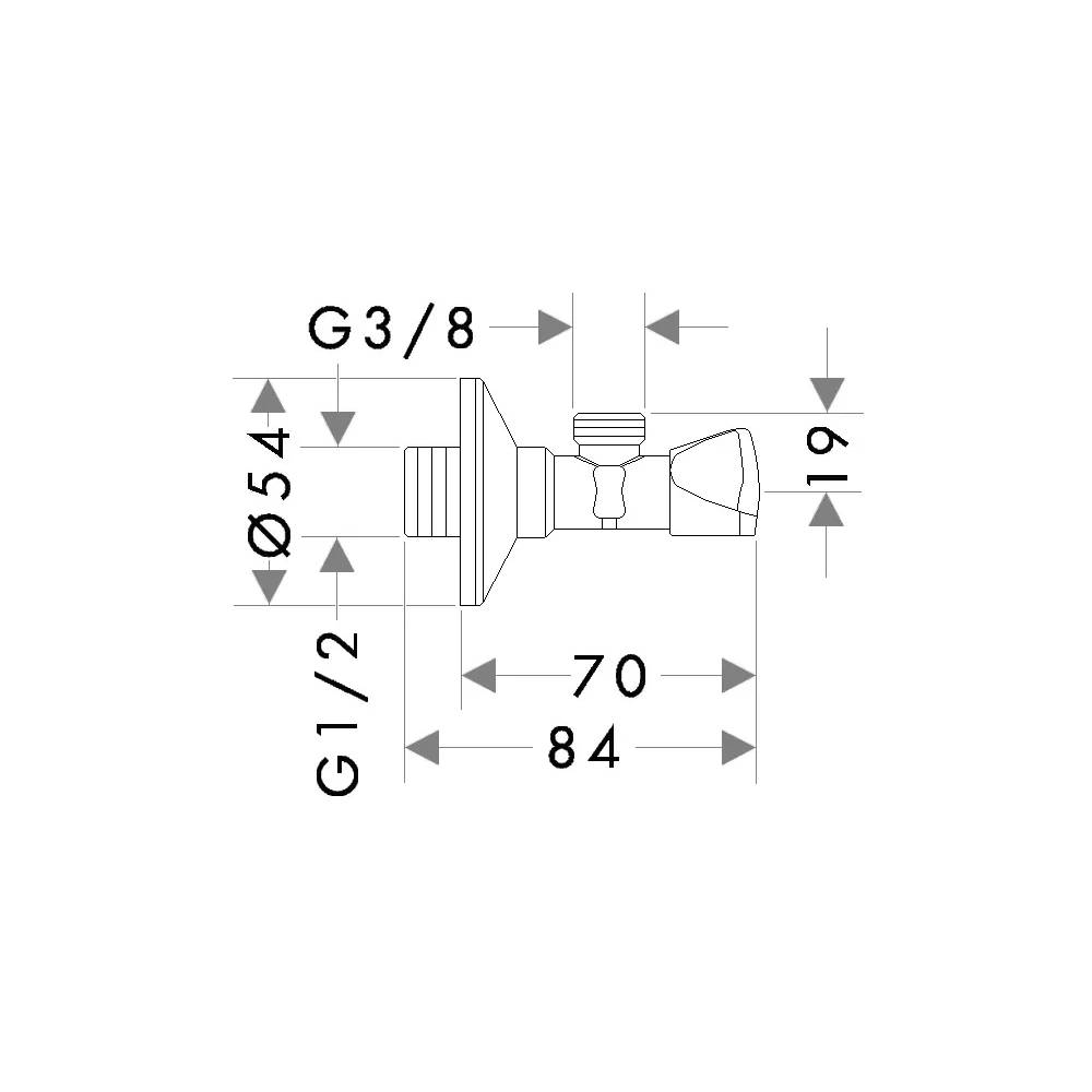 "Hansgrohe" E kampinis vožtuvas E 1/2x3/8x10 mm, chromas