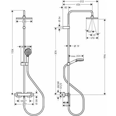 "Vernis Shape 230" dušo sistema su termostatu, juoda