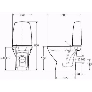 "Ifo Sign WC", siauras 6832 modelis, universalus išėjimas