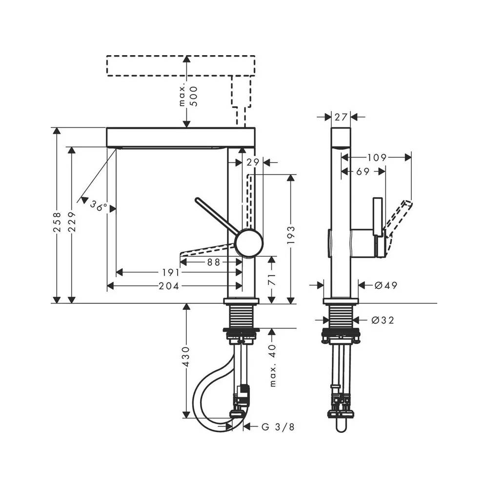 Praustuvo maišytuvas Hansgrohe Finoris 76063670, juodas