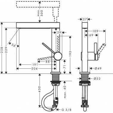 Praustuvo maišytuvas Hansgrohe Finoris 76063670, juodas