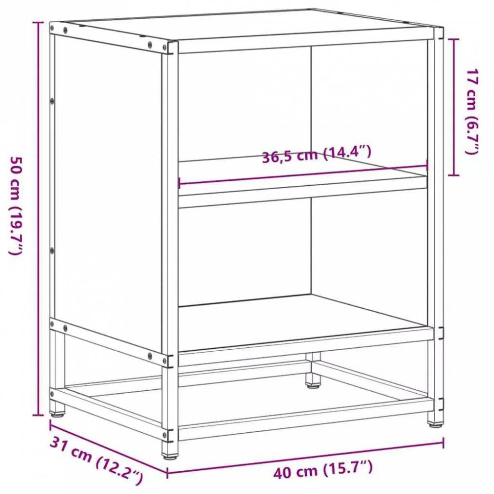 Naktinės Spintelės Prie Lovos Mediena ir Metalas 40x31x50 cm