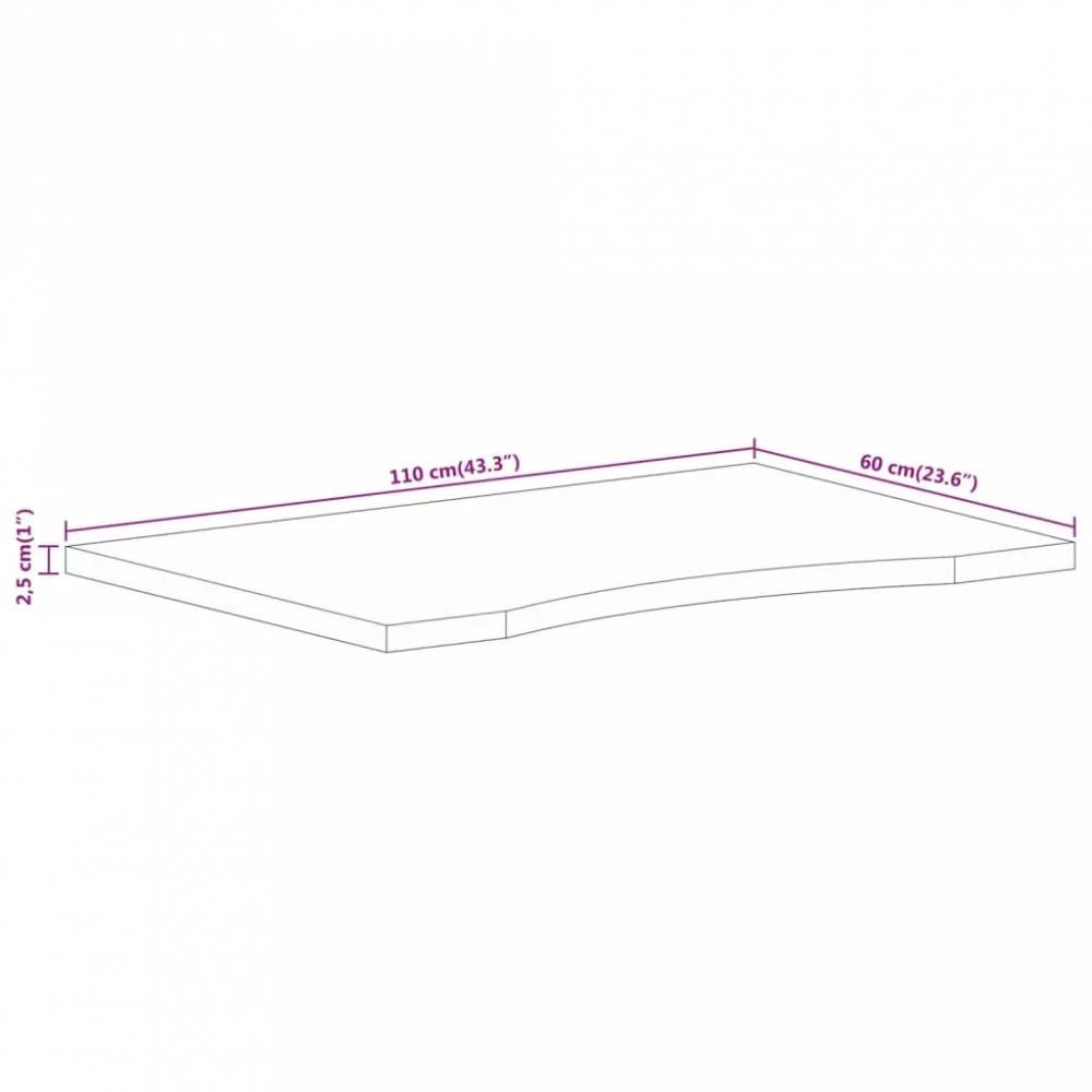 Rašomojo stalo stalviršis su linkiu, 110x60x2,5 cm, mango