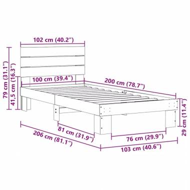 lovos rėmas su galvūgaliu be čiužinio 100x200 cm ąžuolo masyvo