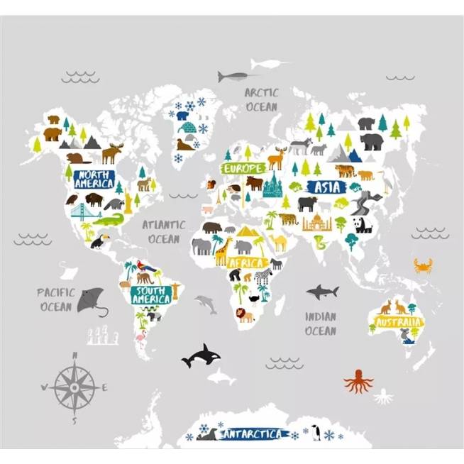 Fototapetas Art For The Home Kids World Map, 280 cm x 300 cm