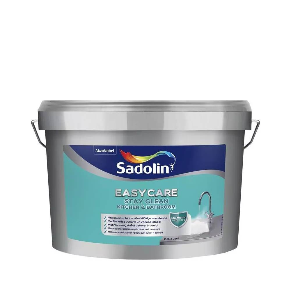 Sienų dažai Sadolin Easycare Kitchen & Bathroom, balta, 7.5 l