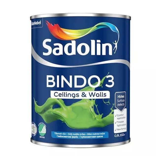 Dažai Sadolin Bindo 3, balta, 0.9 l