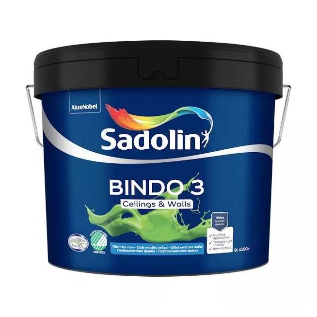 Dažai Sadolin Bindo 3, balta, 9 l