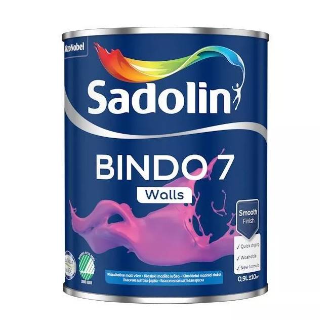 Dažai Sadolin Bindo 7, balta, 0.9 l