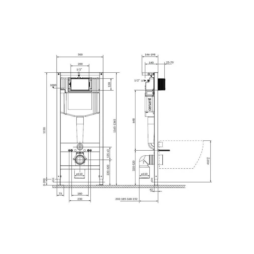 Pakabinamojo unitazo komplektas potinkinis Cersanit S701-756, 20 cm x 41 cm