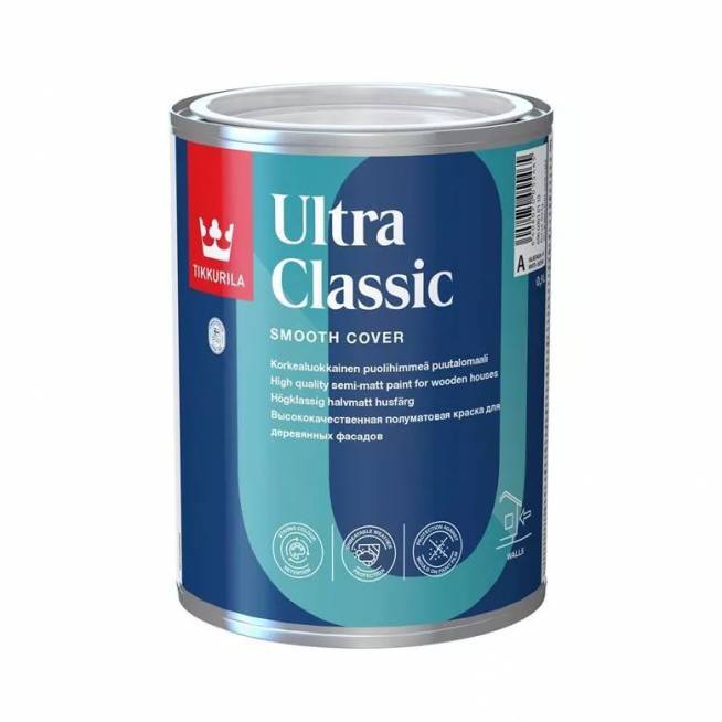 Medinių fasadų dažai Tikkurila Ultra Classic, balta, 0.9 l