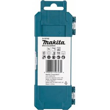 Metalo grąžtų rinkinys Makita D-75742, metalas, hss-g, tiesus, 2 mm x 10 cm, 6 vnt.