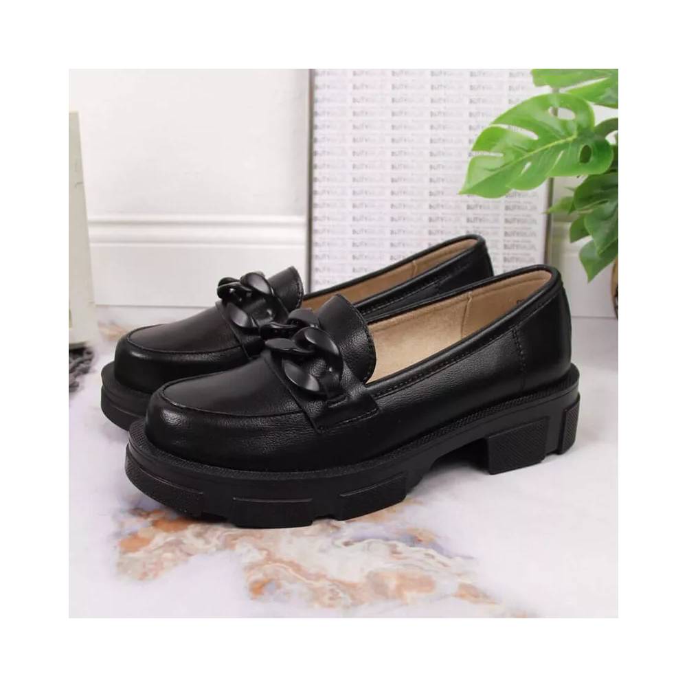 Leather shoes with chain Filippo W PAW252C black