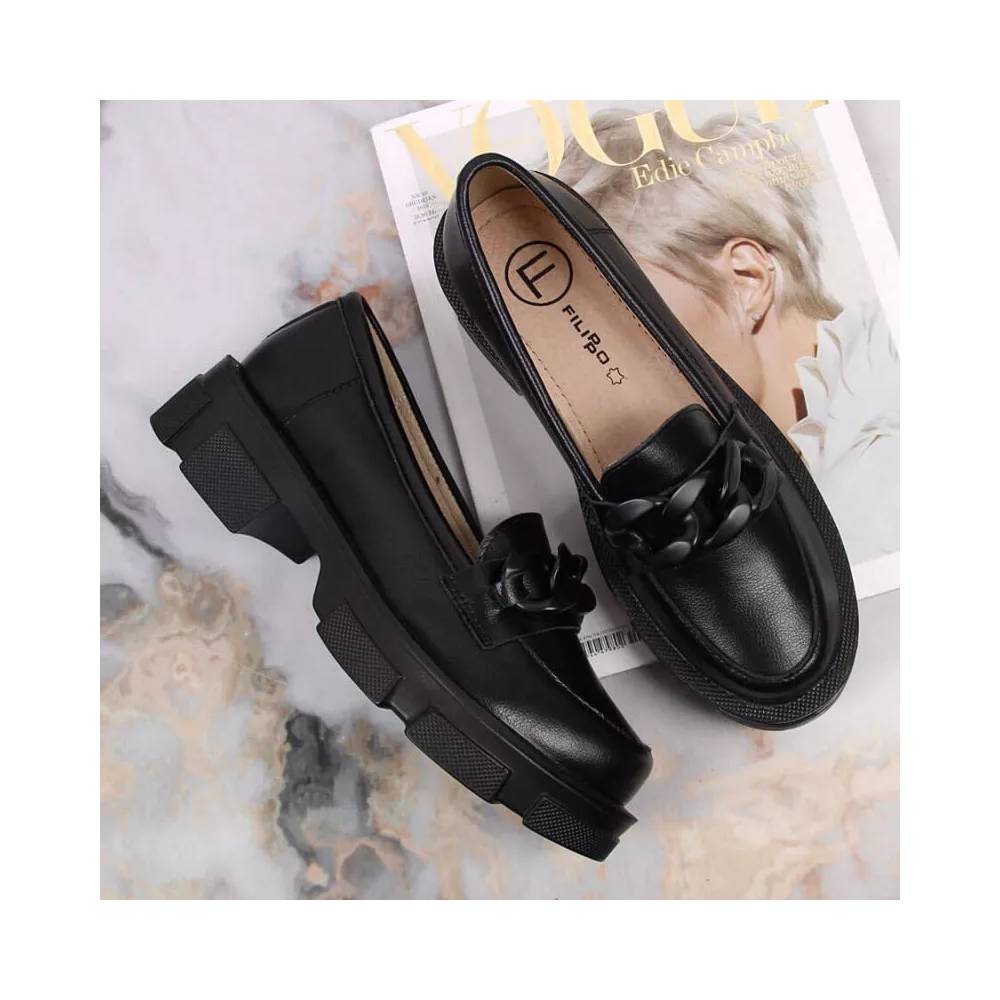 Leather shoes with chain Filippo W PAW252C black