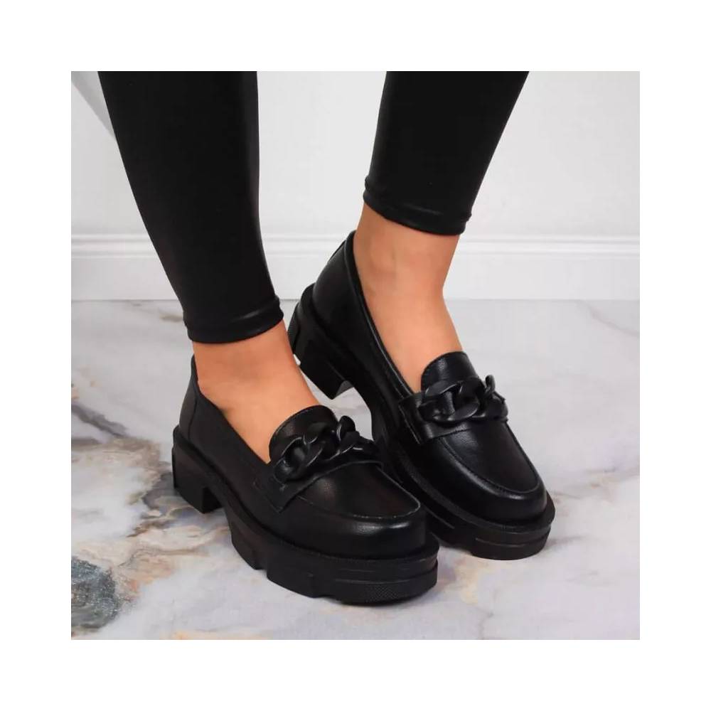 Leather shoes with chain Filippo W PAW252C black