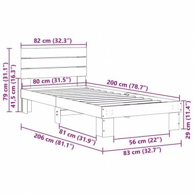 lovos rėmas su galvūgaliu be čiužinio 80x200 cm ąžuolo masyvo