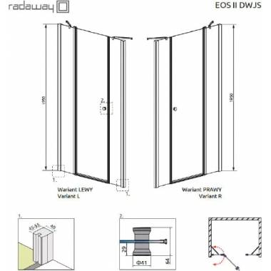 "Radaway" dušo durys EOS II DWJS 120/R