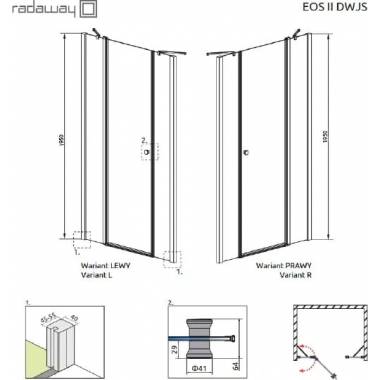 "Radaway" dušo durys EOS II DWJS 140/R