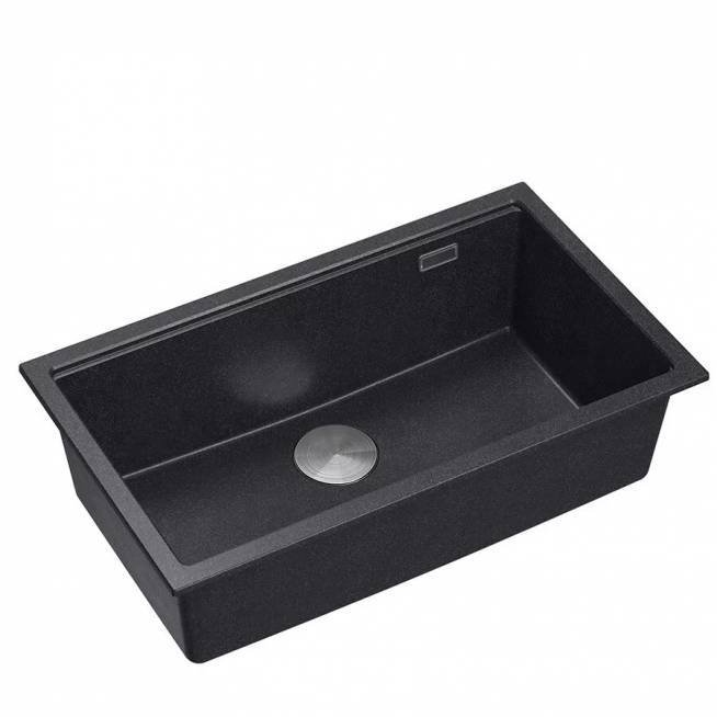 LOGAN 110 GraniteQ black diamond 76x44x23,5 cm 1 dubens plautuvė su rankiniu sifonu / plienas