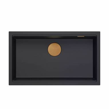 LOGAN 110 GraniteQ Pure Carbon 76x44x23,5 cm 1 dubens kriauklė su rankiniu sifonu / varis