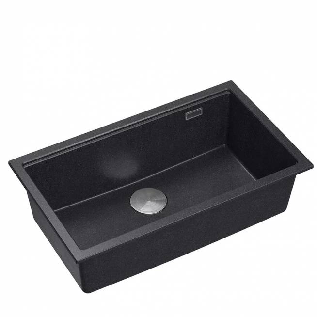 LOGAN 110 GraniteQ black diamond 76x44x23,5 cm 1 dubens kriauklė su rankiniu sifonu / plienas