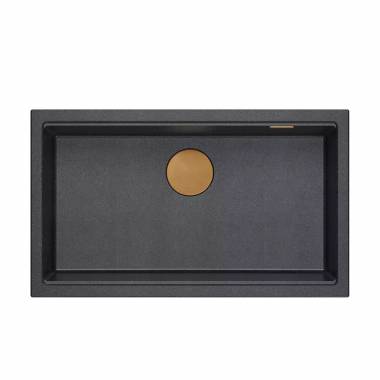 LOGAN 110 GraniteQ black diamond 76x44x23,5 cm 1 dubens kriauklė su rankiniu sifonu / varis