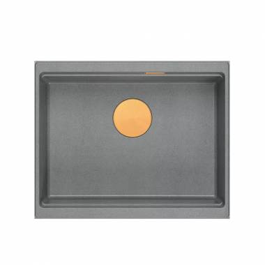 LOGAN 100 GraniteQ sidabrinis akmuo 59,5x45,1x21,5 cm 1 dubens kriauklė su rankiniu sifonu / varis