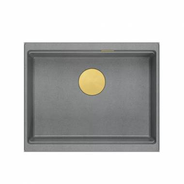 LOGAN 100 GraniteQ sidabrinis akmuo 59,5x45,1x21,5 cm 1 dubens kriauklė su rankiniu sifonu / aukso spalvos