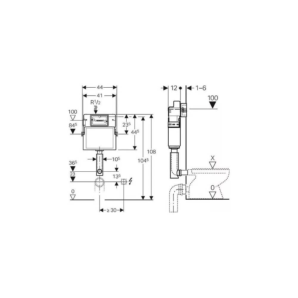 "Geberit" įmontuojama praustuvo dėžutė UP 100 109.100.100.00.1