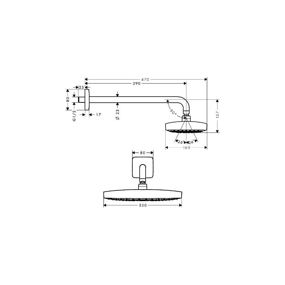 "Hansgrohe Raindance Select E 300 2jet" dušo kabina 27385400