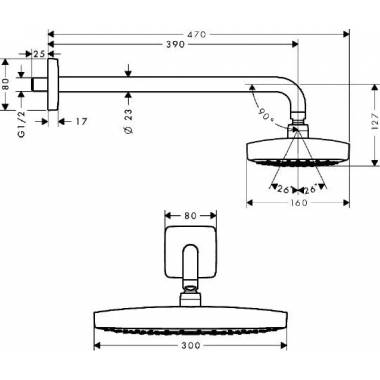 "Hansgrohe Raindance Select E 300 2jet" dušo kabina 27385400