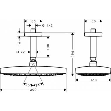 "Hansgrohe Raindance Select E 300 2jet" dušo kabina 27384000