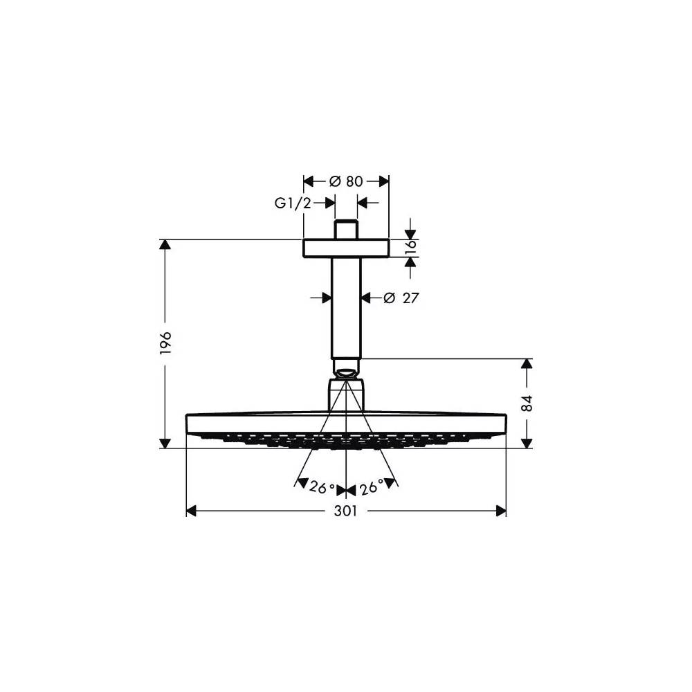 "Hansgrohe Raindance Select S 300 2jet viršutinė dušo kabina 27337000