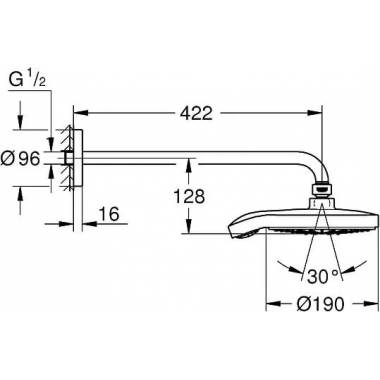 "Grohe Power&Soul Cosmopolitan 190" viršutinė dušo kabina 26172LS0