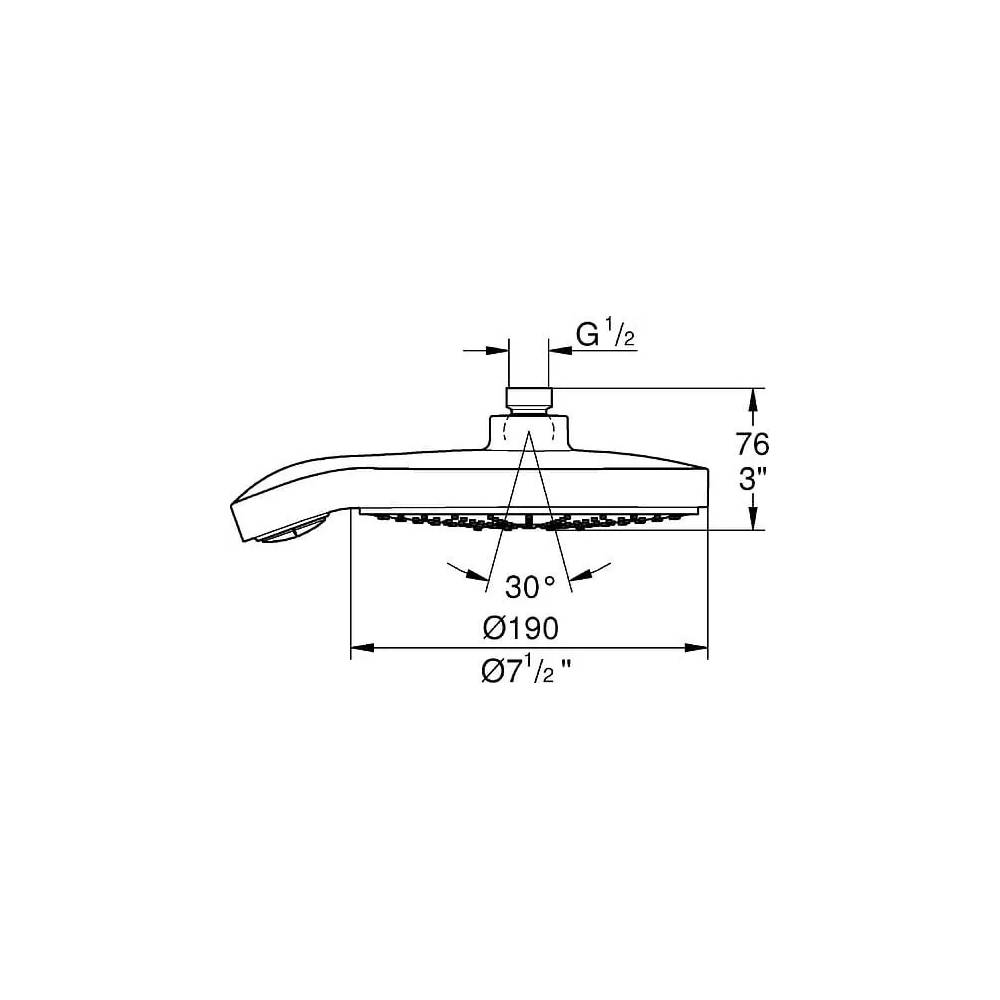 "Grohe Power&Soul Cosmopolitan 190" viršutinė dušo kabina 27764LS0