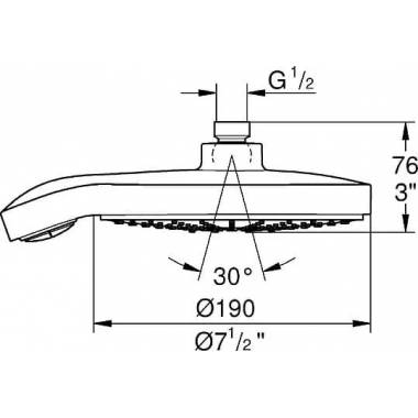 "Grohe Power&Soul Cosmopolitan 190" viršutinė dušo kabina 27764LS0