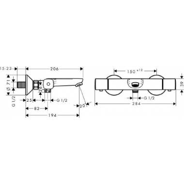 "Hansgrohe" termostatinis maišytuvas voniai ir dušui "Ecostat" universalus 13123000