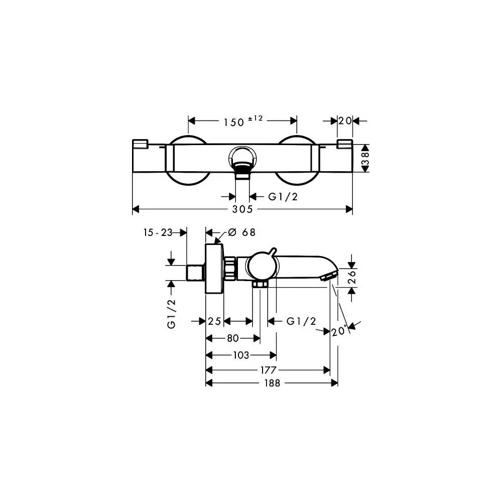 "Hansgrohe Ecostat Comfort" termostatinis maišytuvas voniai ir dušui 13114000