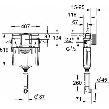 "Grohe" įmontuojama praustuvo dėžutė GD2 38661000