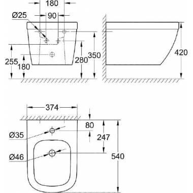 "Grohe" pakabinamas bidė "Euro Ceramic" 3920800H