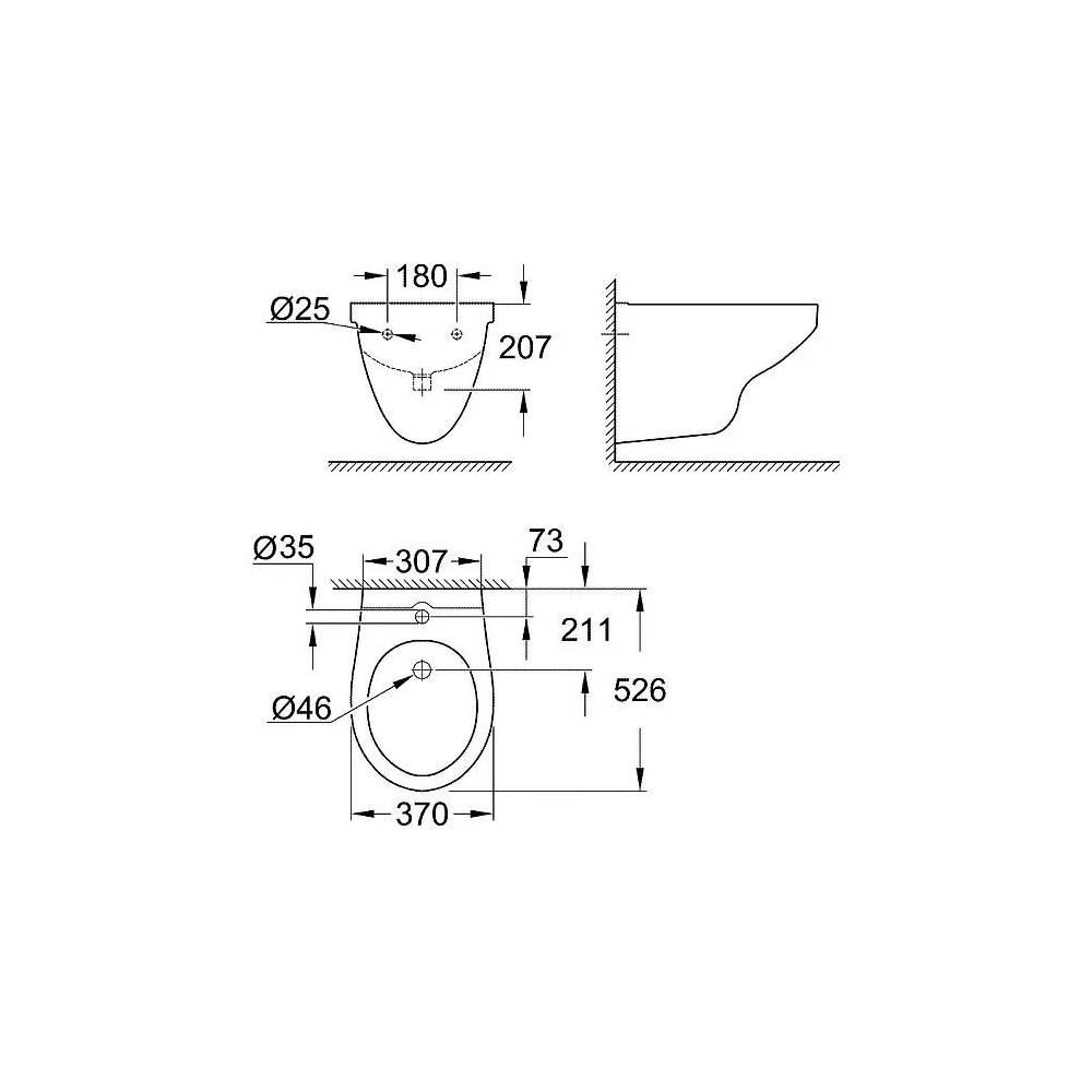 "Grohe" pakabinama bidė "Bau Ceramic" 39433000