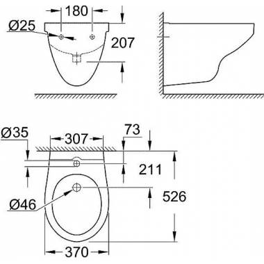 "Grohe" pakabinama bidė "Bau Ceramic" 39433000