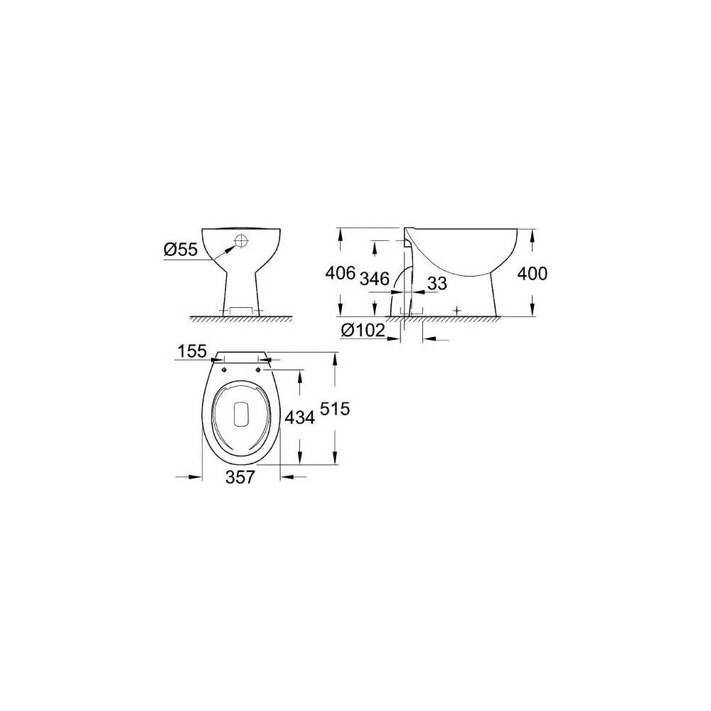 "Grohe" grindų plautuvės "Bau Ceramic" 39431000