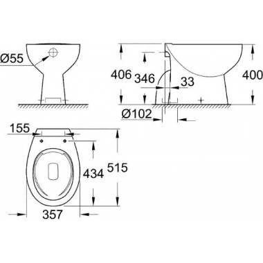 "Grohe" grindų plautuvės "Bau Ceramic" 39431000