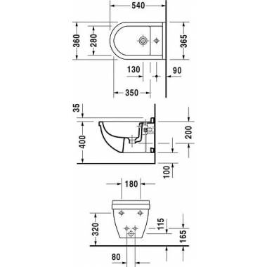 "Duravit Starck 3" pakabinamas bidė 228015