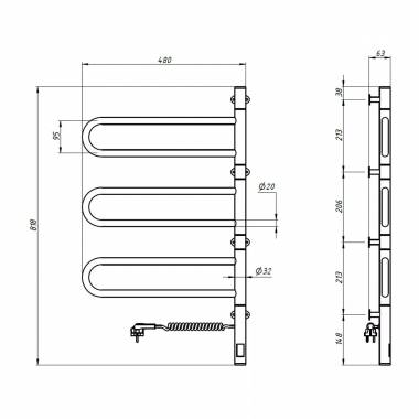 Elektrinis rankšluosčių džiovintuvas WHITE FOUETTE Sensor 480х800