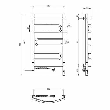 Elektrinis rankšluosčių džiovintuvas WHITE PIROUETTE Sensor 480х800 left