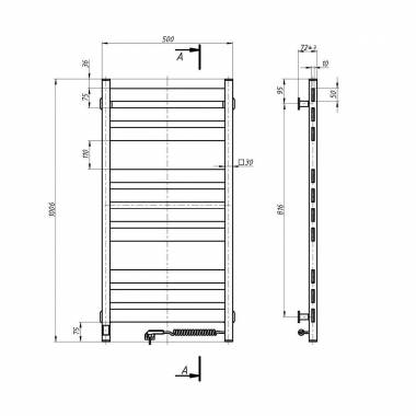 Elektrinis rankšluosčių džiovintuvas WHITE LARGO Sensor 500x1000 right