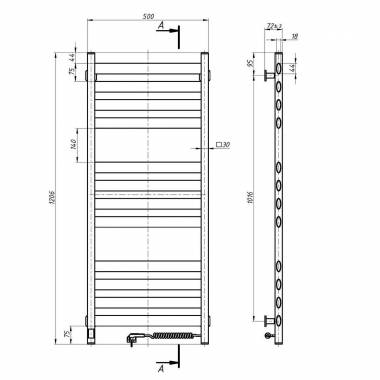 Elektrinis rankšluosčių džiovintuvas WHITE ELLIPSE Sensor 500x1200 right